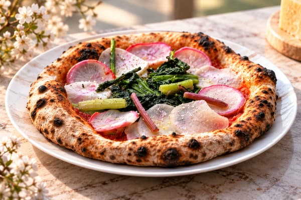 Winter vegetable ortolana pizza