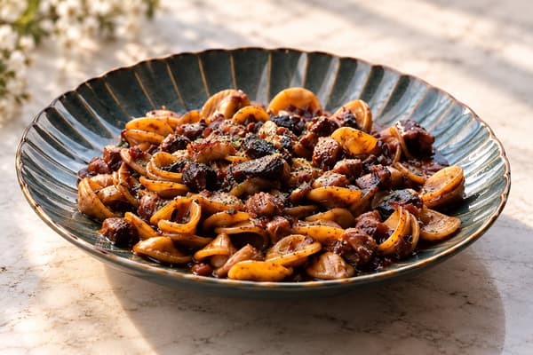 Orecchiette with Baaku-buta pork braised in red wine