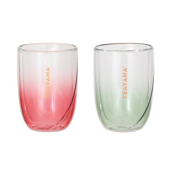TEAVANA Double Wall Glass Leaf Red / Green 296 ml