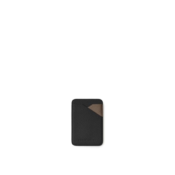 Magnet Card Case Bicolor Shrink Leather in Black × Etoupe