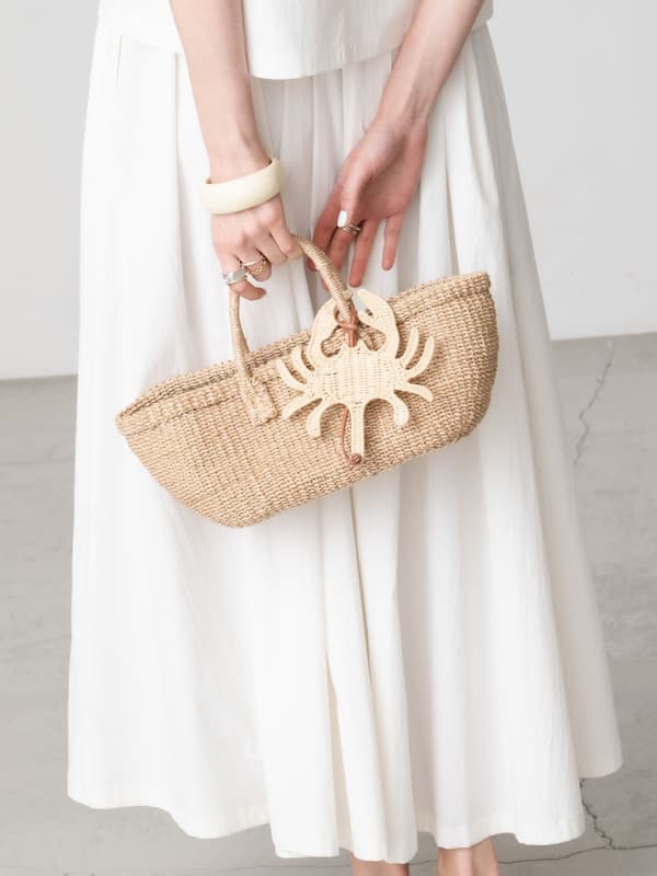 CABANABASH Bolso de abacá en rosa y beige, tamaños pequeño y grande
