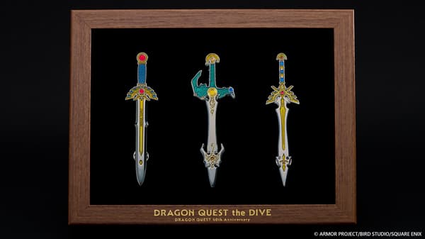 Detalle del conjunto de insignias de espadas legendarias