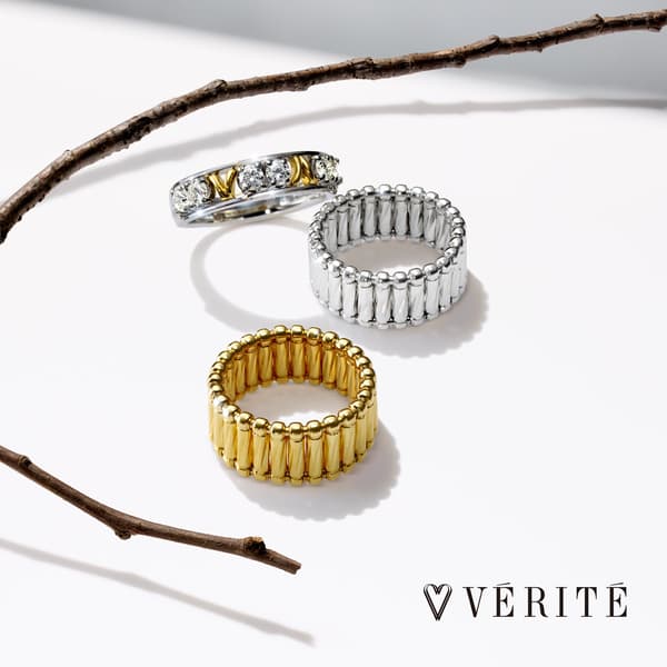 VÉRITÉ PT/K18YG 钻石戒指和弹性戒指