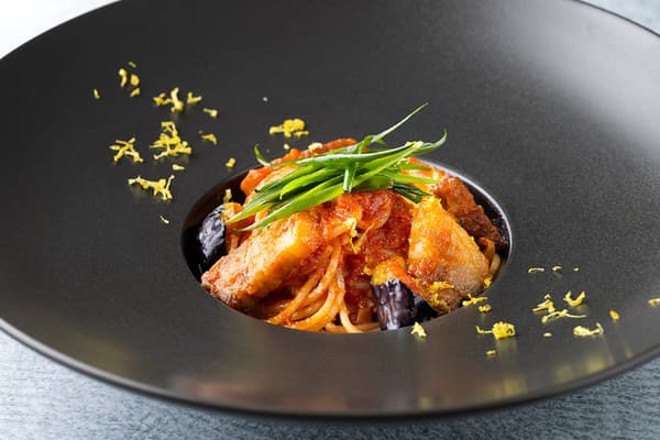 Rich Pork Belly and Eggplant Amatriciana