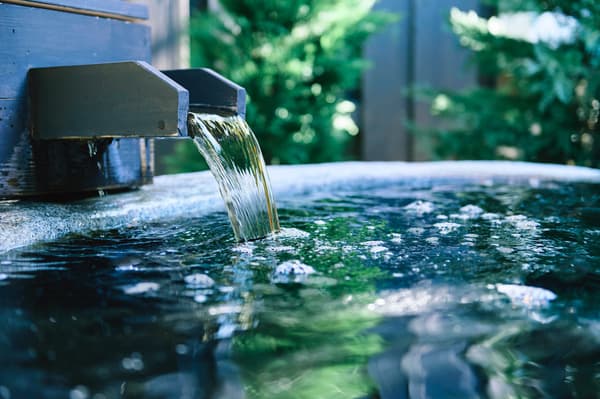Boso's rare black-water natural hot spring, prized for its smooth texture and organic compounds