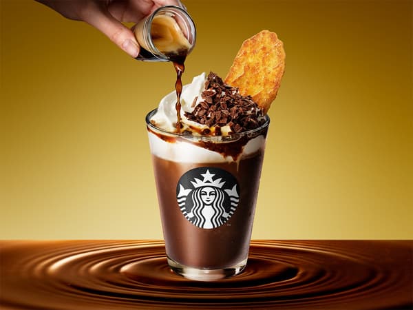 Starbucks Cacao Espresso Affogato Frappuccino with waffle cookie