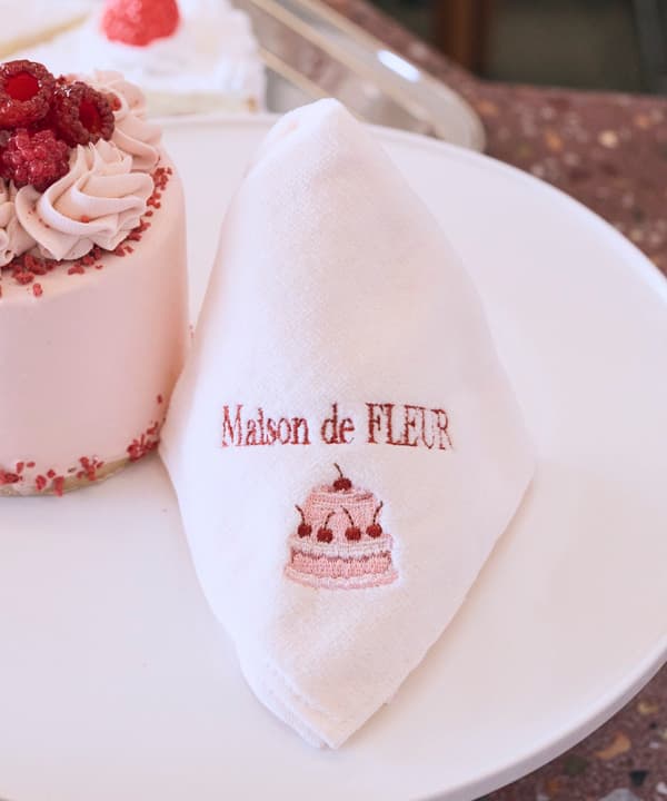 Cherry Cake Embroidered Towel Handkerchief