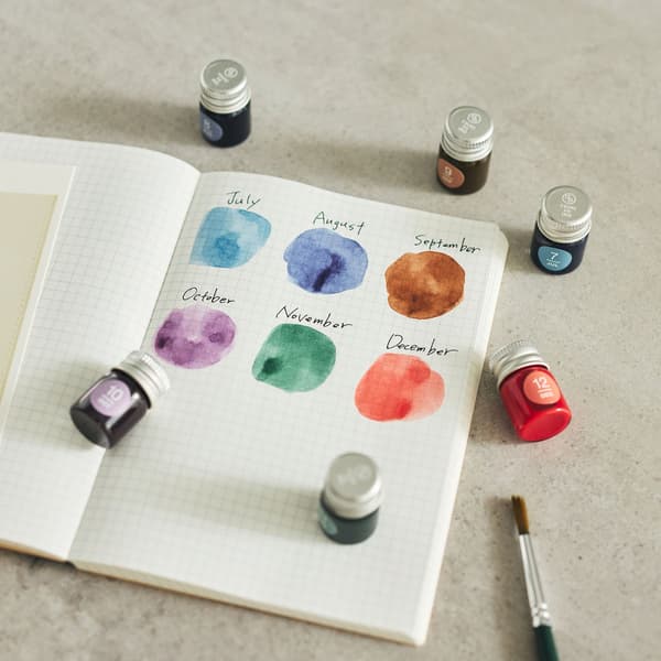 Mini ink bottle set, July to December