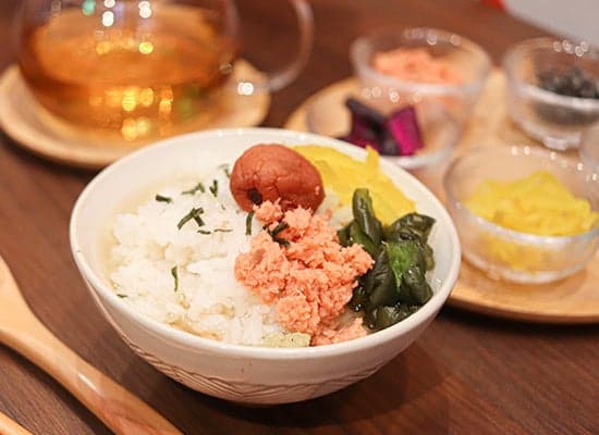 Dashi chazuke and takoyaki