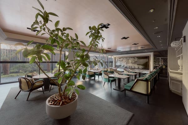 La Jyho Terrace dining room overlooking the garden at Kyoto Century Hotel