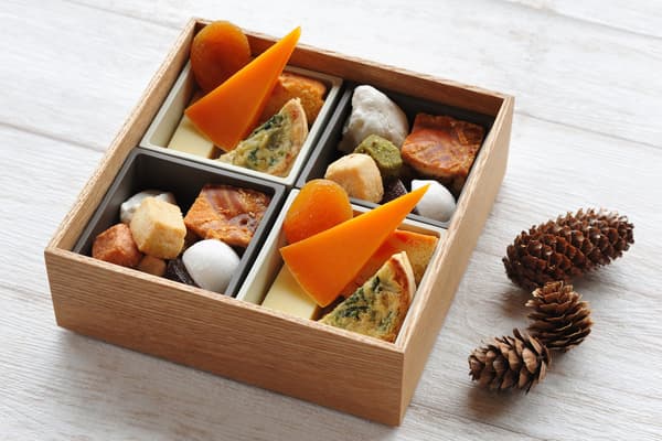 An afternoon tea set including the Swiss traditional sweet Engadiner