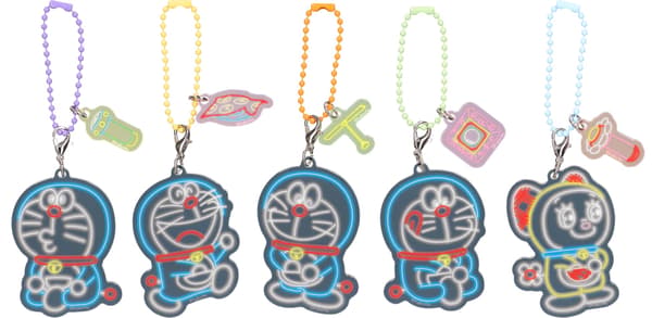 Doraemon Future Department Store EXCLUSIVE Neon-Style Acrylic Keychain capsule toy, all 5 designs