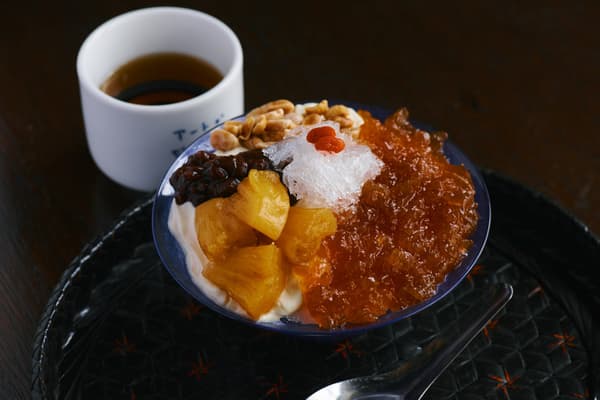 普洱茶豆花冰