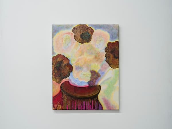 참고 작품: Father's Bouquet, 2026 — 유채, 캔버스에 패널 마운트, 41.0 x 31.8 cm