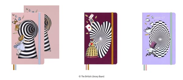 Alice's Adventures in Wonderland notebooks and diary lineup