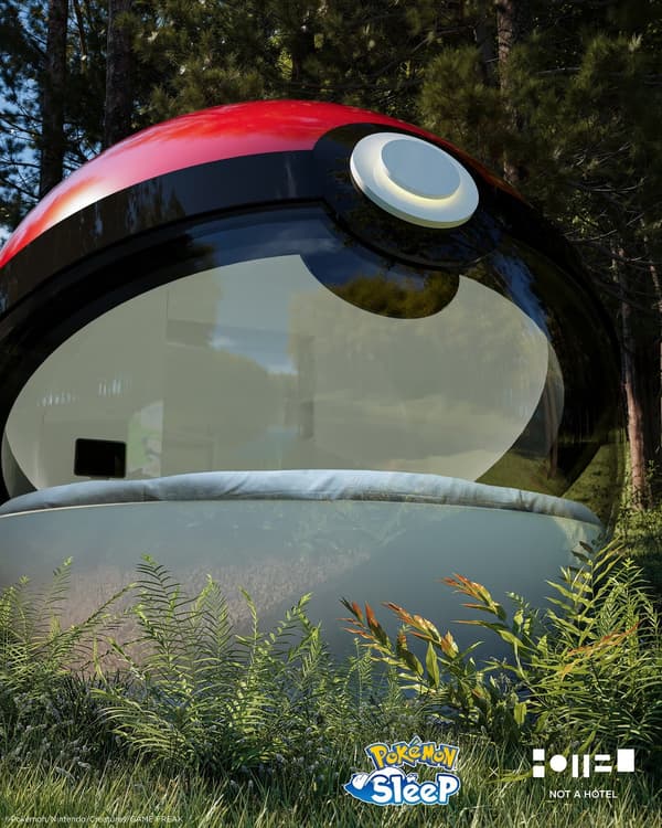 Renderizado del hotel con forma de Poké Ball
