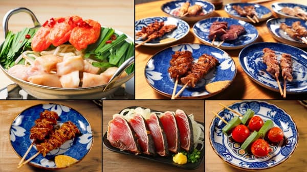 무한리필 플랜에 포함된 하카타 명란젓 곱창 나베와 사시미