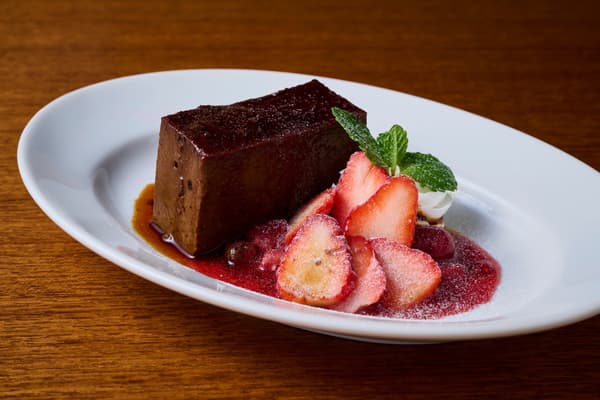 Bonet with Strawberry Sauce