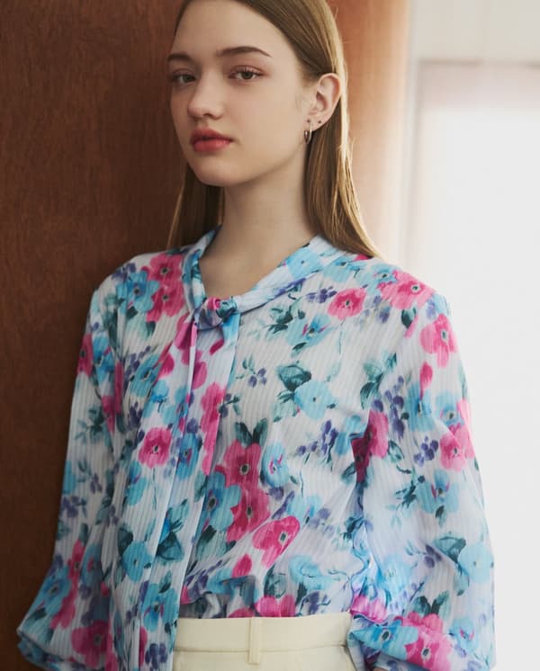 Fleetham Haze Pattern Bow Tie Blouse