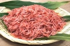 Sakura ebi on a bamboo basket