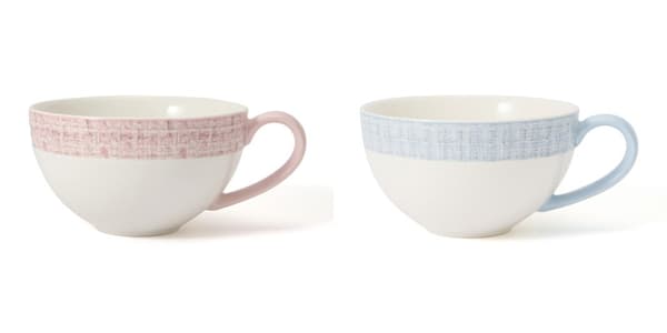 Tweed Soup Cup in pink and light blue