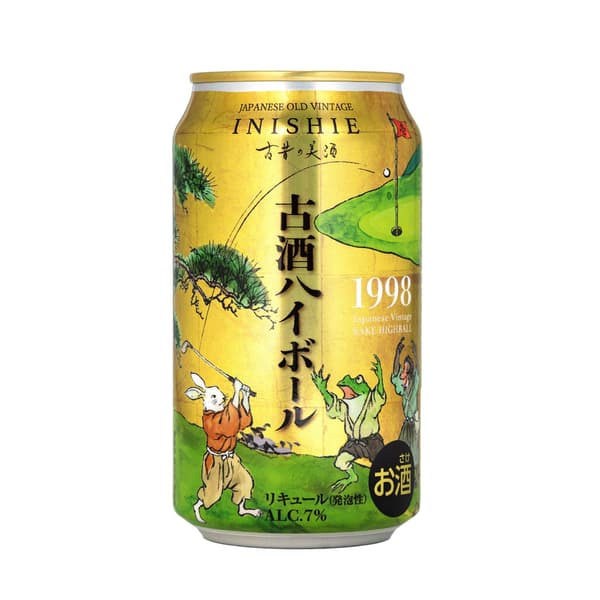 Diseño de la lata de Inishie no Bishu Aged Sake Highball 1998