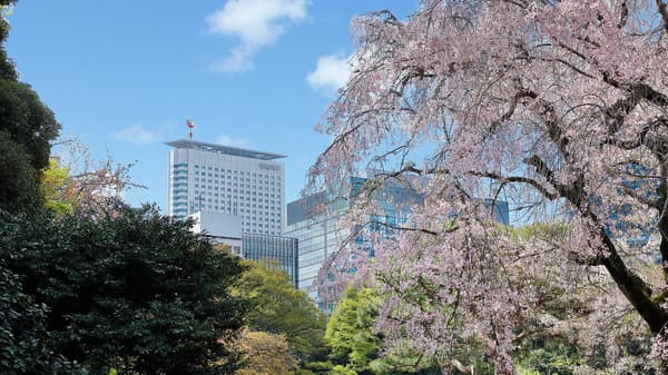 Hotel exterior view from Shinjuku Gyoen