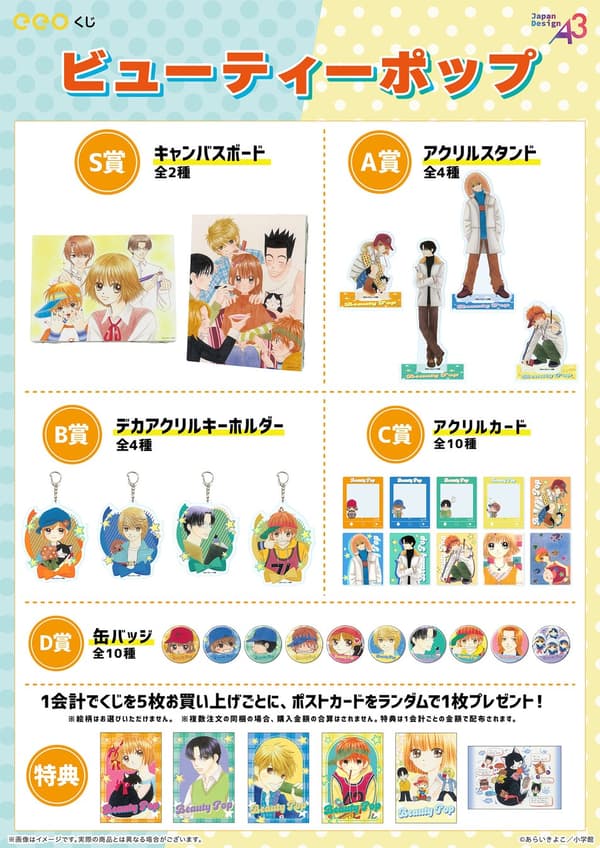 獎品陣容展示了所有可用的商品等級