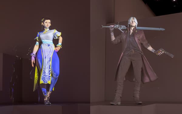 真人大小雕像上的投影映射