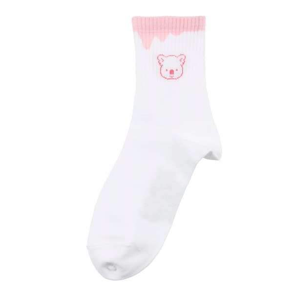 美式罗纹单点船袜 - 白色