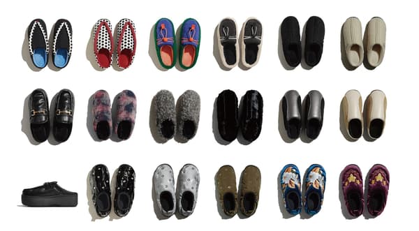 Koleksi peringatan 10 tahun yang mentransformasi bentuk loafer, setta, sneaker, dan sepatu balet menjadi sandal musim dingin