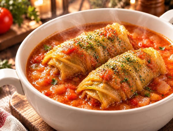 Kubis gulung, gaya minestrone (gambar)