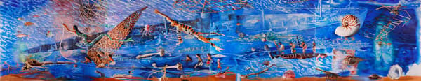 Kei Imazu, Kuroshio (黒潮), 2026, 310 x 1600 cm, óleo sobre lienzo