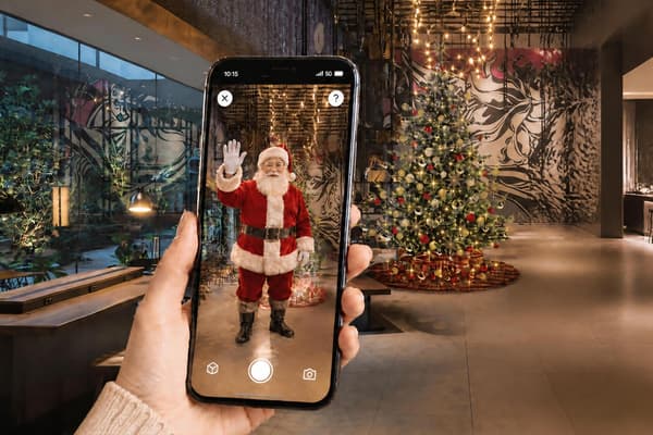 Christmas tree and AR Santa photo spot