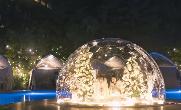 夜晚的花園燈光