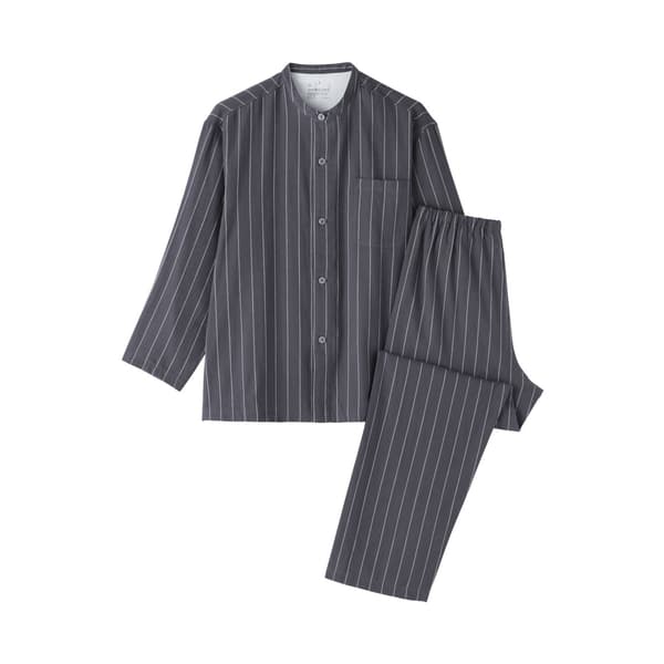 Men's Seamless Double Gauze Stand Collar Long-Sleeve Pajamas