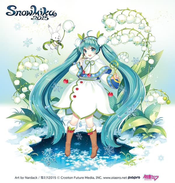 SNOW MIKU 2015主视觉图（绘师：Nardack / Snow Miku 2015 © CFM）