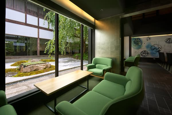 Tea salon overlooking the inner courtyard garden
