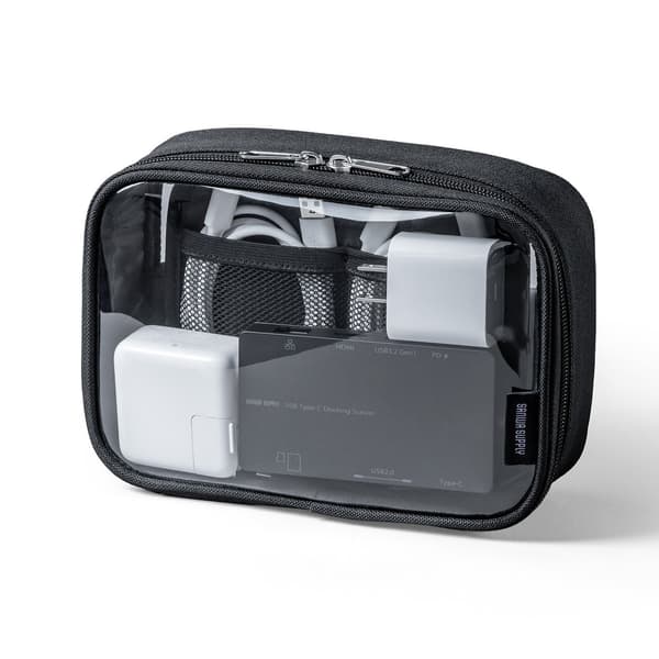 各种电子产品在收纳袋中井井有条