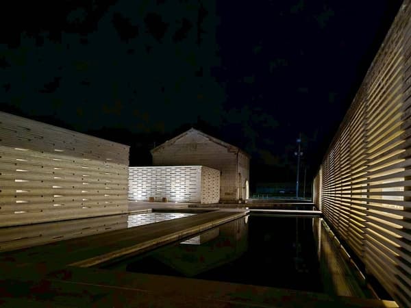 夜晚的那须芦野石材博物馆