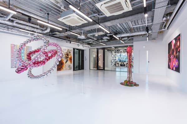 策展人向访客讲解展览作品