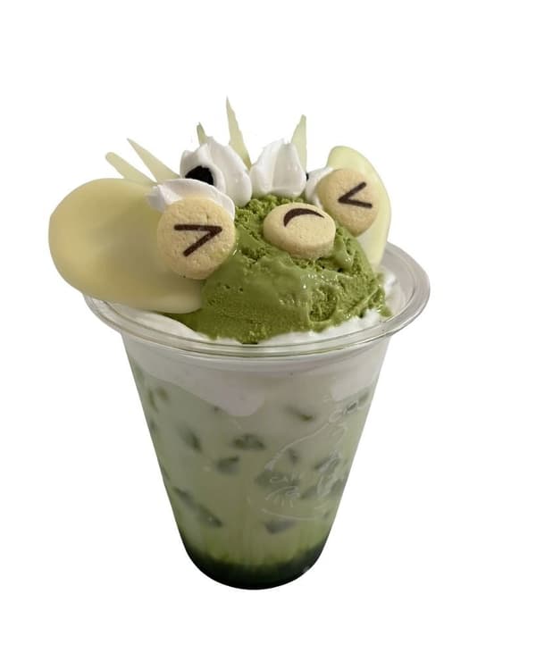 Colorful Porcupinefish Parfait Float, green (matcha)