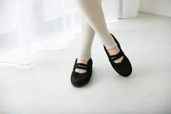 블랙 더블 스트랩 보아 발레 슈즈 