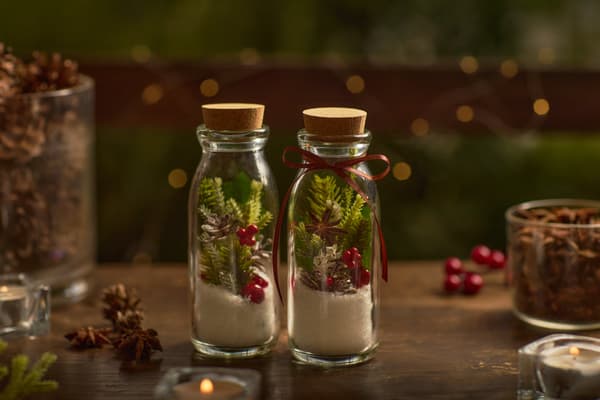Original snow globe made in a milk bottle