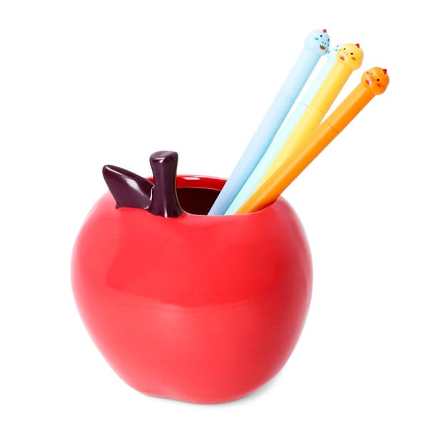 Portalápices de cerámica con forma de manzana