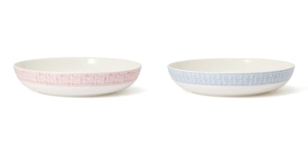 Tweed Deep Plate in pink and light blue