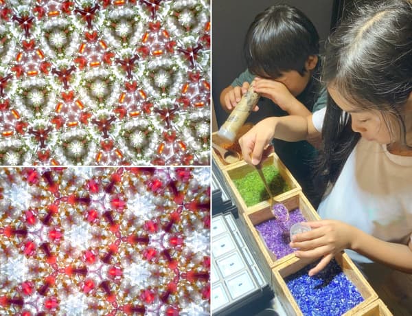A kaleidoscope made with a combination of gemstones offers endless variations in beauty