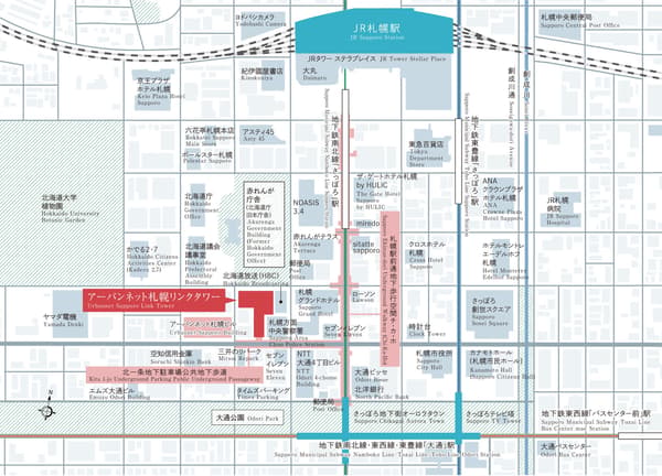 Location map of Urbannet Sapporo Link Tower