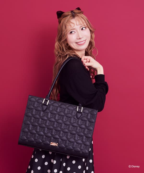 米妮蝴蝶结绗缝托特包细节