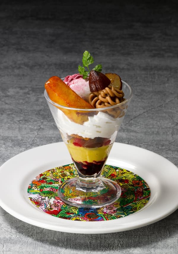Parfait de crème brûlée de castaña con cassis